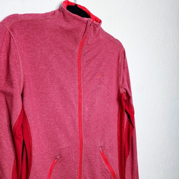Nike Women's Red Full Zip Dri-Fit Long Sleeve Jacket Sz M Running/Track Athletic - Picture 6 of 10
